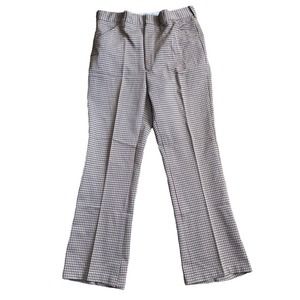 Vintage Kings Road Perma Prest Plaid Flare Pants 34 Short Trim Regular